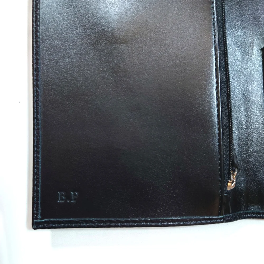 CANALI Black Leather Passport Documents Credit Card Holder Wallet VIP Gift Set
